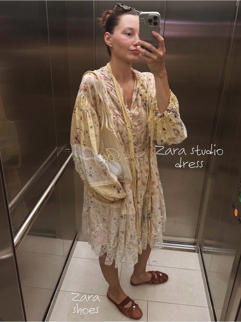🔥🔥Zara Vintage-Inspired Cream Floral Lace Midi Dress